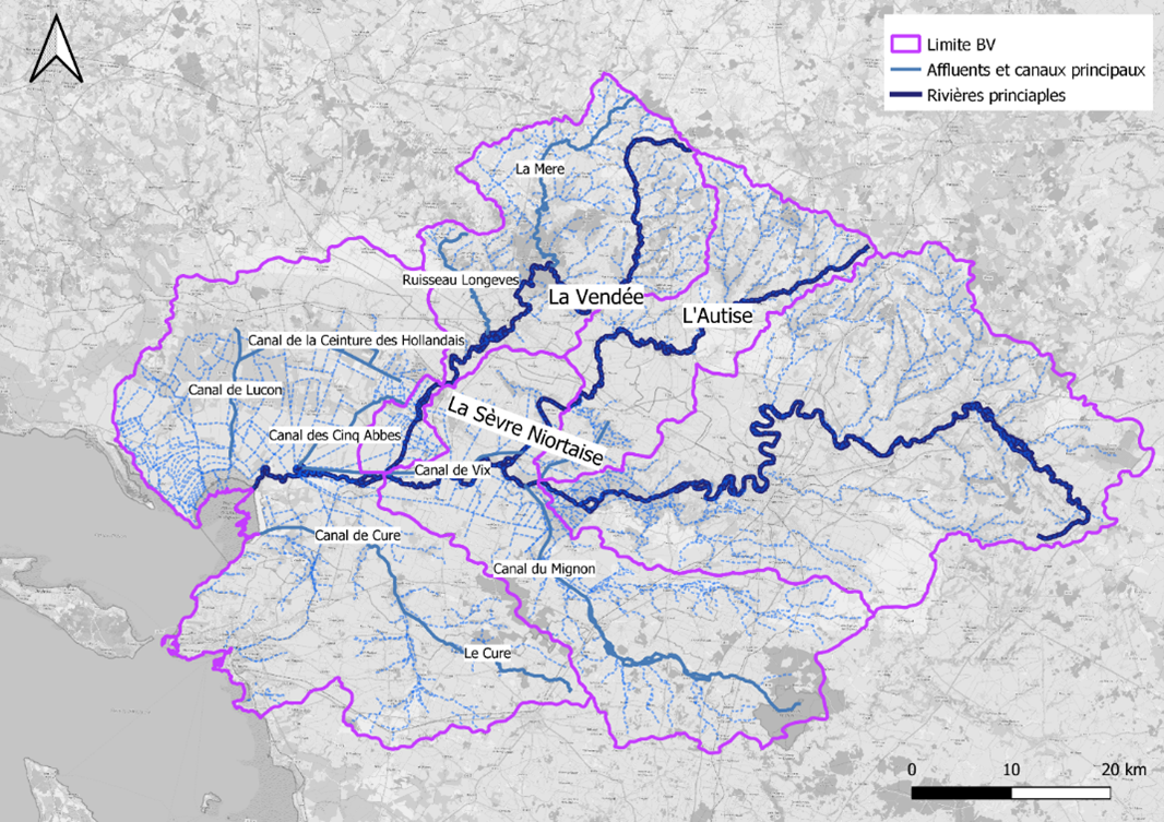 Carte du bassin versant du Marais Poitevin